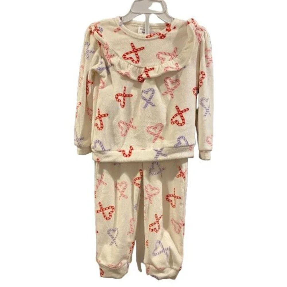 Toddler Girl's 24 Month Velour 2 piece Set Long Sleeve Shirt & Pants Okie Dokie